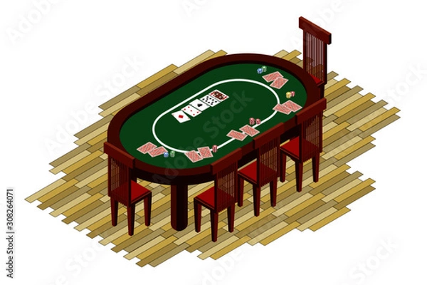 Obraz ポーカーテーブルのアイソメトリックイラスト