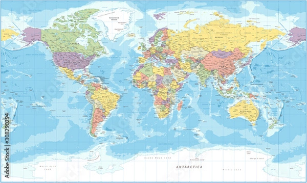 Fototapeta Mapa polityczna świata