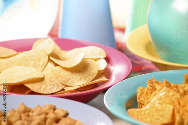 Obraz Party snacks: Nachos and Chips