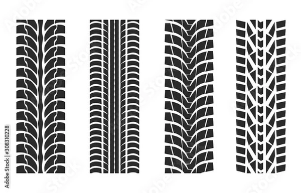 Fototapeta Tire tracks patterns collection