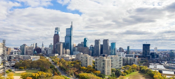Obraz Drone view on the Philadelphia Skyline