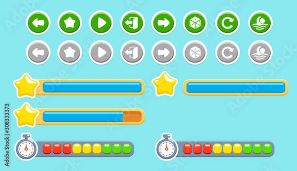 Fototapeta vector set of cute buttons for kids game