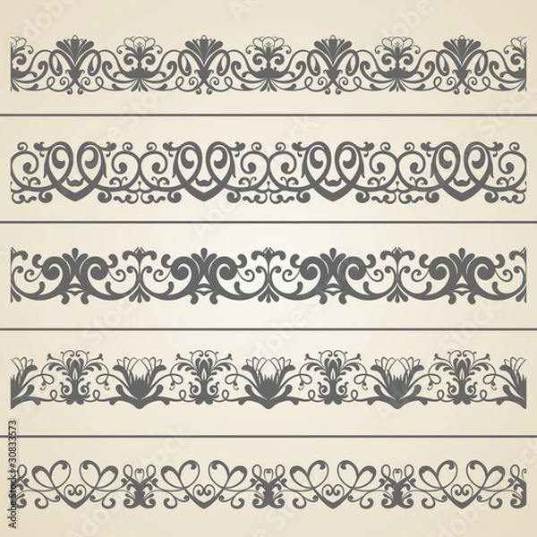 Obraz Seamless borders set. | Vector illustration.