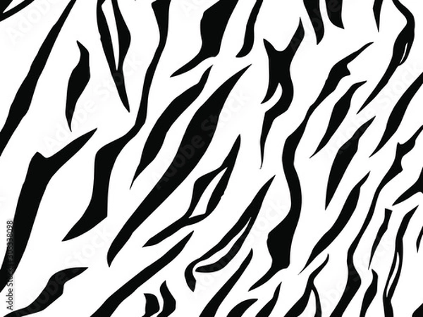 Fototapeta Full seamless zebra and tiger stripes animal skin pattern illustration. Black and white vector design for textile fabric printing. Fashionable and home design fit.