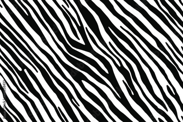 Fototapeta Pełna bezszwowa zebra i tygrys paski zwierzęca ilustracja wzór skóry. Czarno-biały projekt wektorowy do drukowania tkanin. Modny i domowy krój.