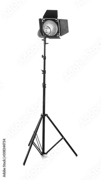 Fototapeta Professional lighting equipment for photo studio on white background