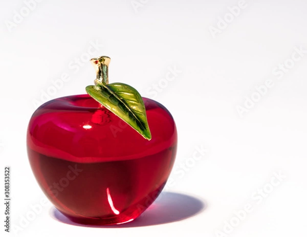 Obraz Red Apple Glass Figurine on white background
