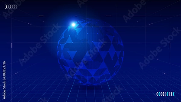 Fototapeta abstract blue background with globe