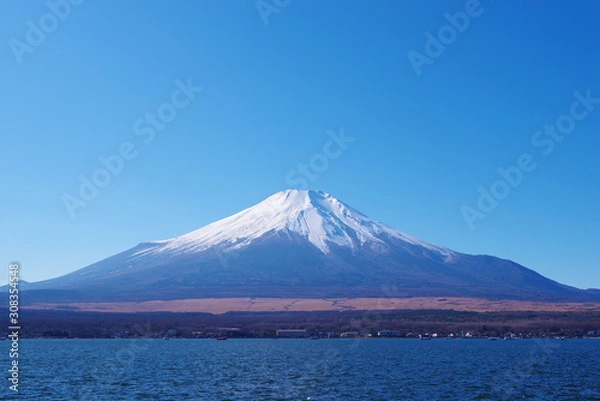 Fototapeta 澄み切った青空と富士山と山中湖