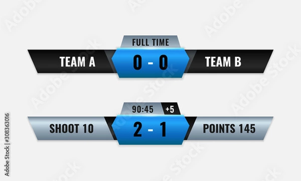 Fototapeta Sport competition scoreboard vector design for lower third television broadcast graphic template