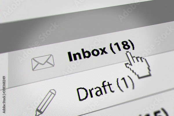 Obraz Computer Mouse Choosing Mail Box UI on Webmail. 