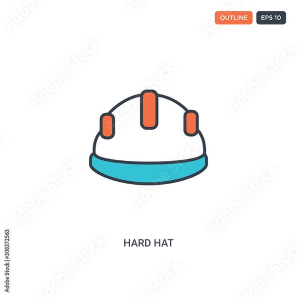 Fototapeta 2 color hard hat concept line vector icon. isolated two colored hard hat outline icon with blue and red colors can be use for web, mobile. Stroke line eps 10.