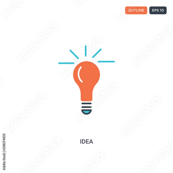 Obraz 2 color Idea concept line vector icon. isolated two colored Idea outline icon with blue and red colors can be use for web, mobile. Stroke line eps 10.