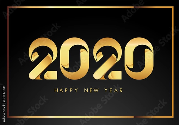 Obraz  Happy New Year. Christmas posters and greeting card in beautiful background with decoration.2020 numbers. Vector illustration. Winter holiday invitations