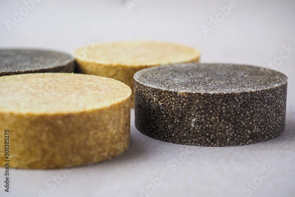 Fototapeta Colorful round solid shampoo bars (zero waste)