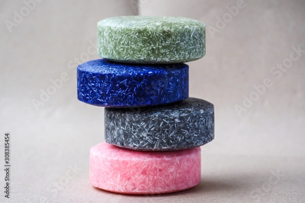 Obraz Colorful round solid shampoo bars (zero waste)