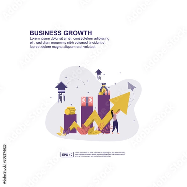 Fototapeta Business growth concept vector illustration flat design for presentation, social media promotion, banner, and more