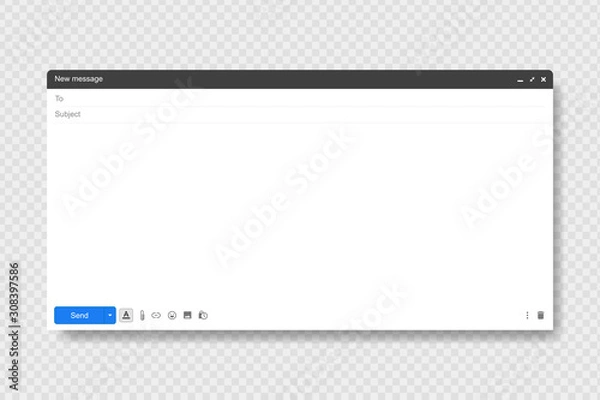 Obraz Blank window of Email, template vector illustration. Email message window. Modern flat style.