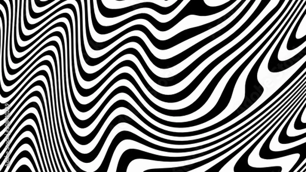 Obraz Vector - black and white curve wave line abstract illusion