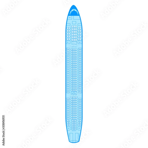 Fototapeta Airbus A330-200 Aircraft Types PAX passengers seat chair scheme in airplane