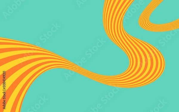 Obraz Vector - Yellow and orange Abstract curved wave line on green Background