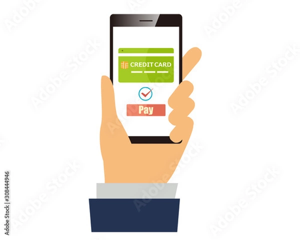 Fototapeta キャッシュレス　スマホ　スマホ決済　キャッシュレス決済　クレジットカード　キャッシュカード