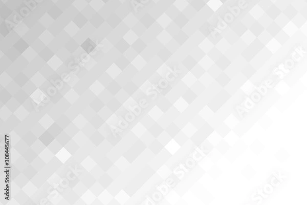 Obraz Abstract squares background. White gray pixel mesh. Mosaic geometric pattern.