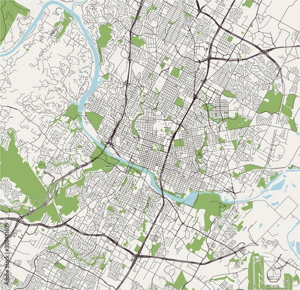 Obraz map of the city of Austin, Texas, USA