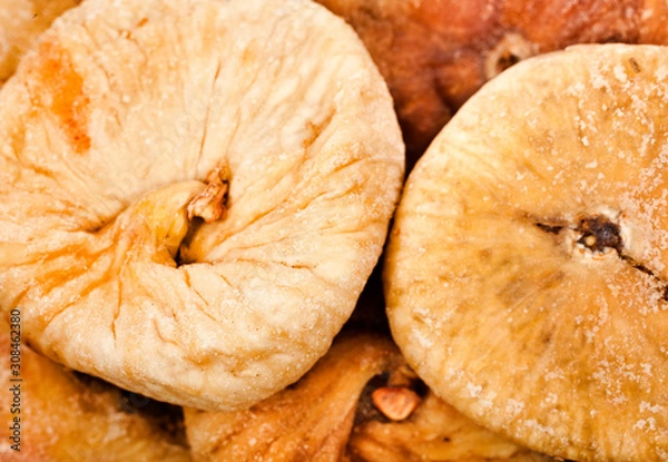 Fototapeta Background of dried figs. Top view.