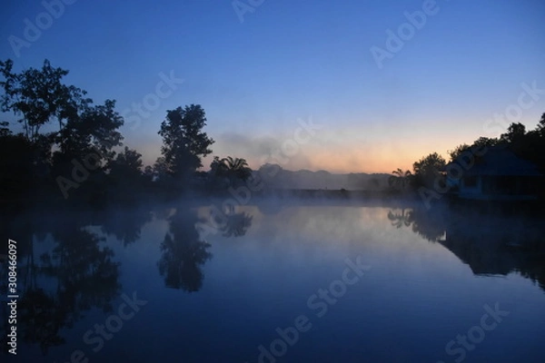 Obraz a beautiful of first sunlight on resort background somewhere in Thailand.