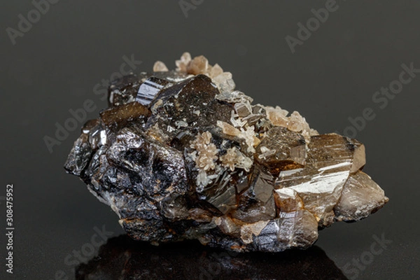 Obraz macro mineral cassiterite stone on gray background