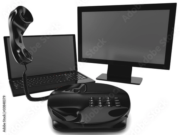 Obraz A bundle of telco services isolated on white.