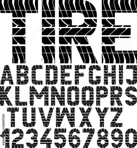 Fototapeta font with tyre tread texture