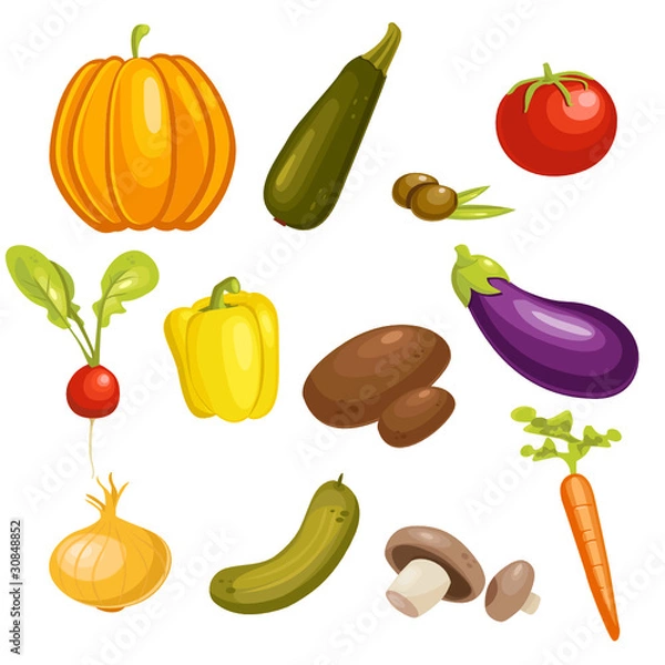 Fototapeta Vegetables Set isolated. Vector Illustration.