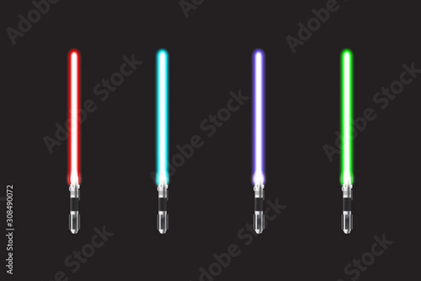 Obraz Light swords on Dark Background. Vector.