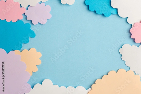 Fototapeta beautiful blue background with light clouds of paper