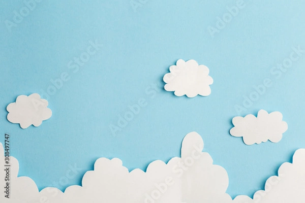 Fototapeta beautiful blue background with light clouds of paper