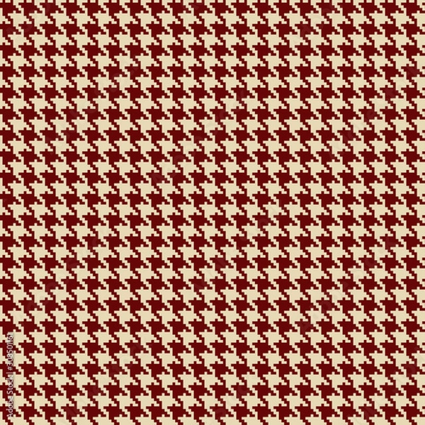 Obraz Houndstooth seamless background in beige and dark red colors.