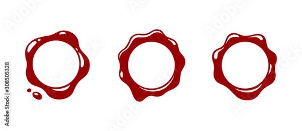 Fototapeta Red wax seal isolated on white background. Wax seal logo. Stamp wax seal. Wax seal mark. Vector illustration. Color easy to edit. Transparent background.