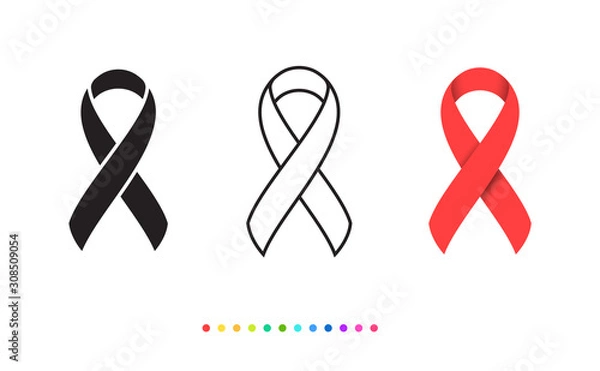 Fototapeta Breast cancer awareness. Three kinds of Ribbon style.