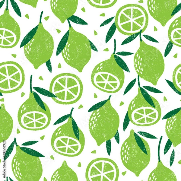 Obraz Seamless pattern with limess. Stamp textured. Great for fabric, textile, wrapping paper. Vector Illustration