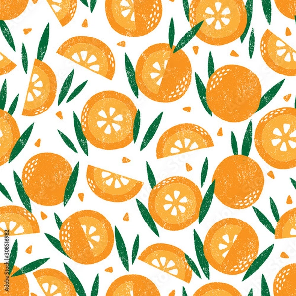 Obraz Seamless pattern with fruits. Stamp textured. Great for fabric, textile, wrapping paper. Vector Illustration