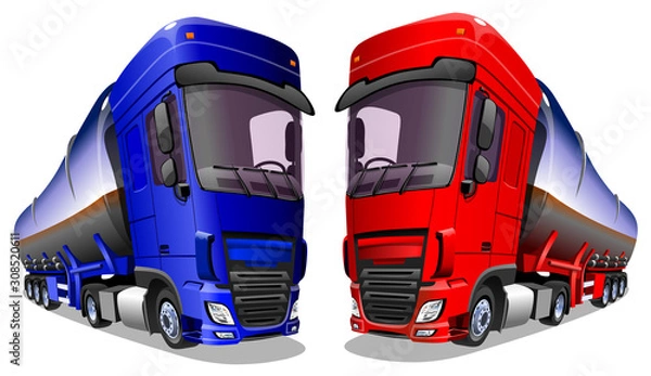 Obraz Cartoon trucks isolated on a white background. Vector illustration.