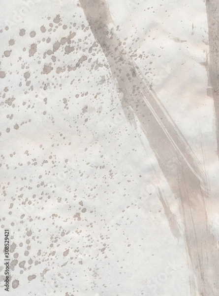 Fototapeta Abstract background, hand-painted texture, watercolor, splashes, drops of paint, paint strokes. The texture of stone, marble. Light monochrome color. Design for backgrounds, wallpapers, covers and pac
