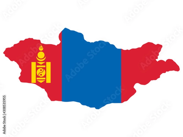 Obraz Mongolia Map Flag Vector illustration Eps 10