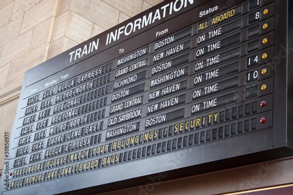 Fototapeta Train Station Schedule Board