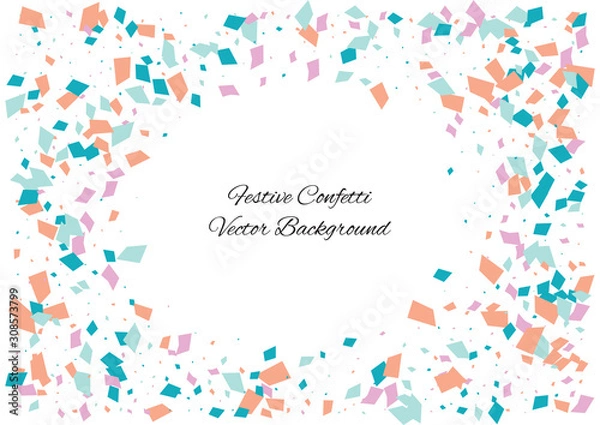 Fototapeta Festive color rectangle confetti background. Abstract frame confetti texture for holiday, postcard, poster, website, carnivals, birthday and children's parties. Cover confetti mock-up. Wedding card