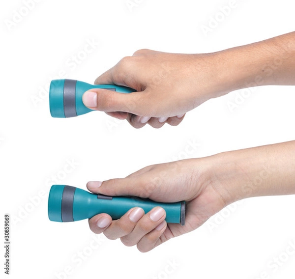 Obraz hand holding green flash light