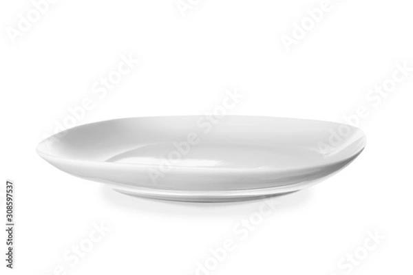 Obraz Empty ceramic plate on white background