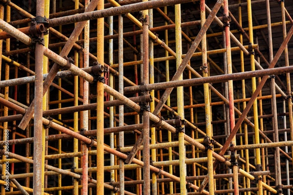 Obraz Scaffolding steel pipe at a construction site